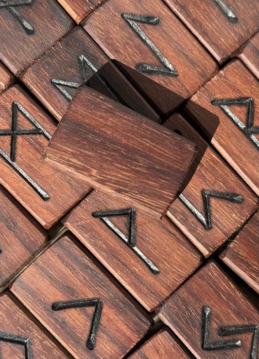 Indian Rosewood Wooden Rune Tiles – Handcrafted 25-Rune Set