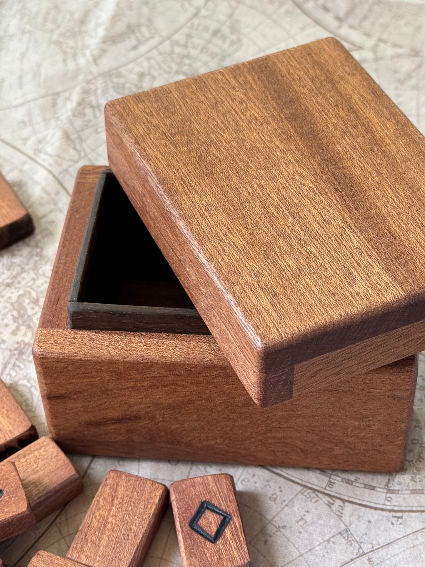 Handmade Mahogany Rune Box with Bog Oak Inlay