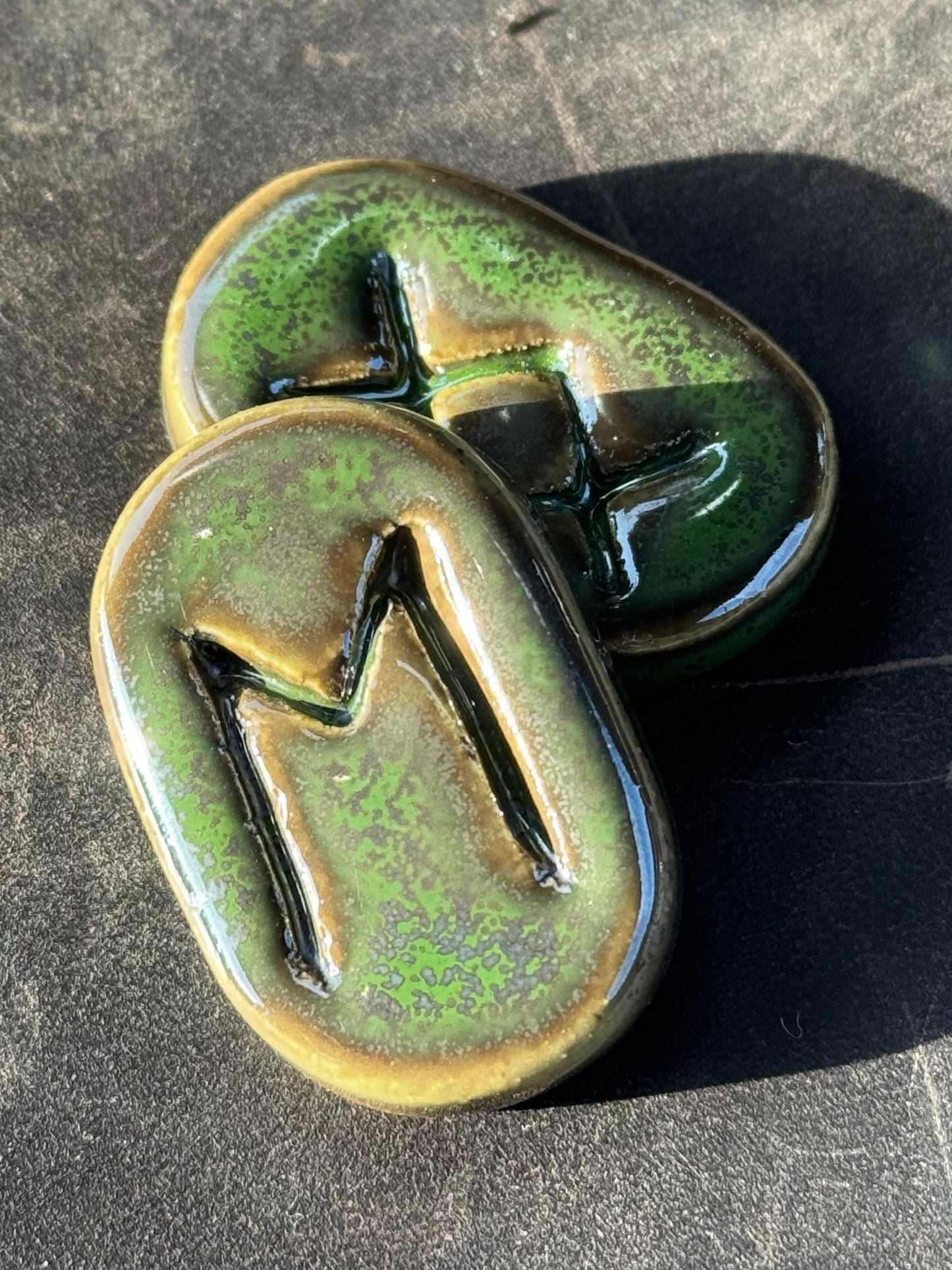 Handcrafted Clay Runes - FOREST GREEN