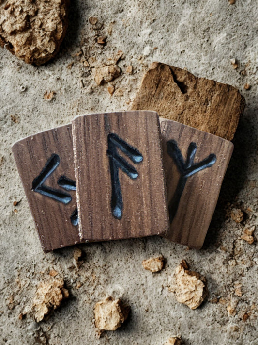 Black Walnut Rune Tiles – Handcrafted 25-Rune Set