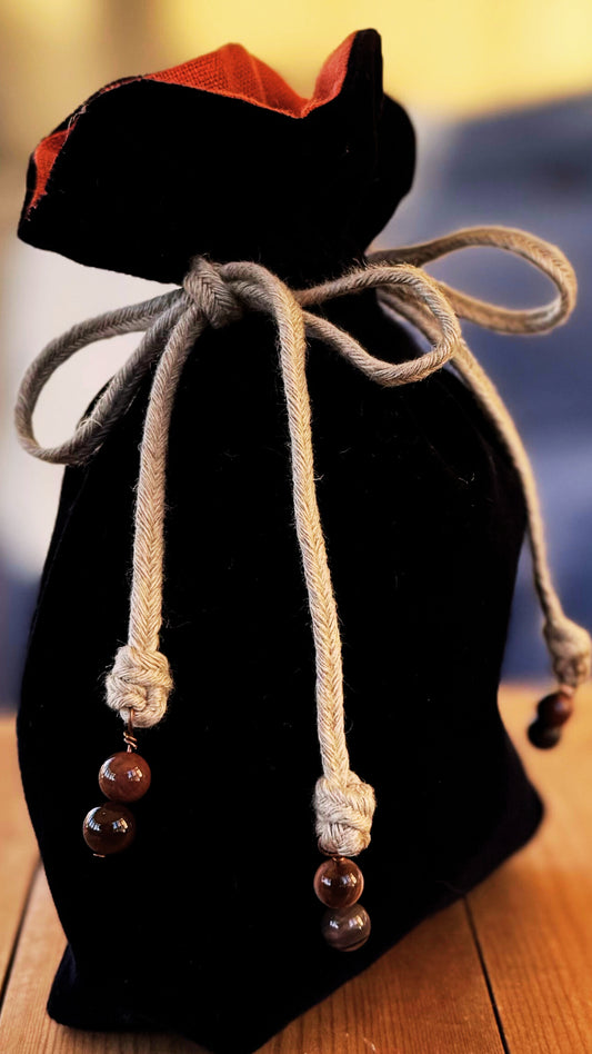 Handmade Ponto Velvet Rune Bag - Midnight