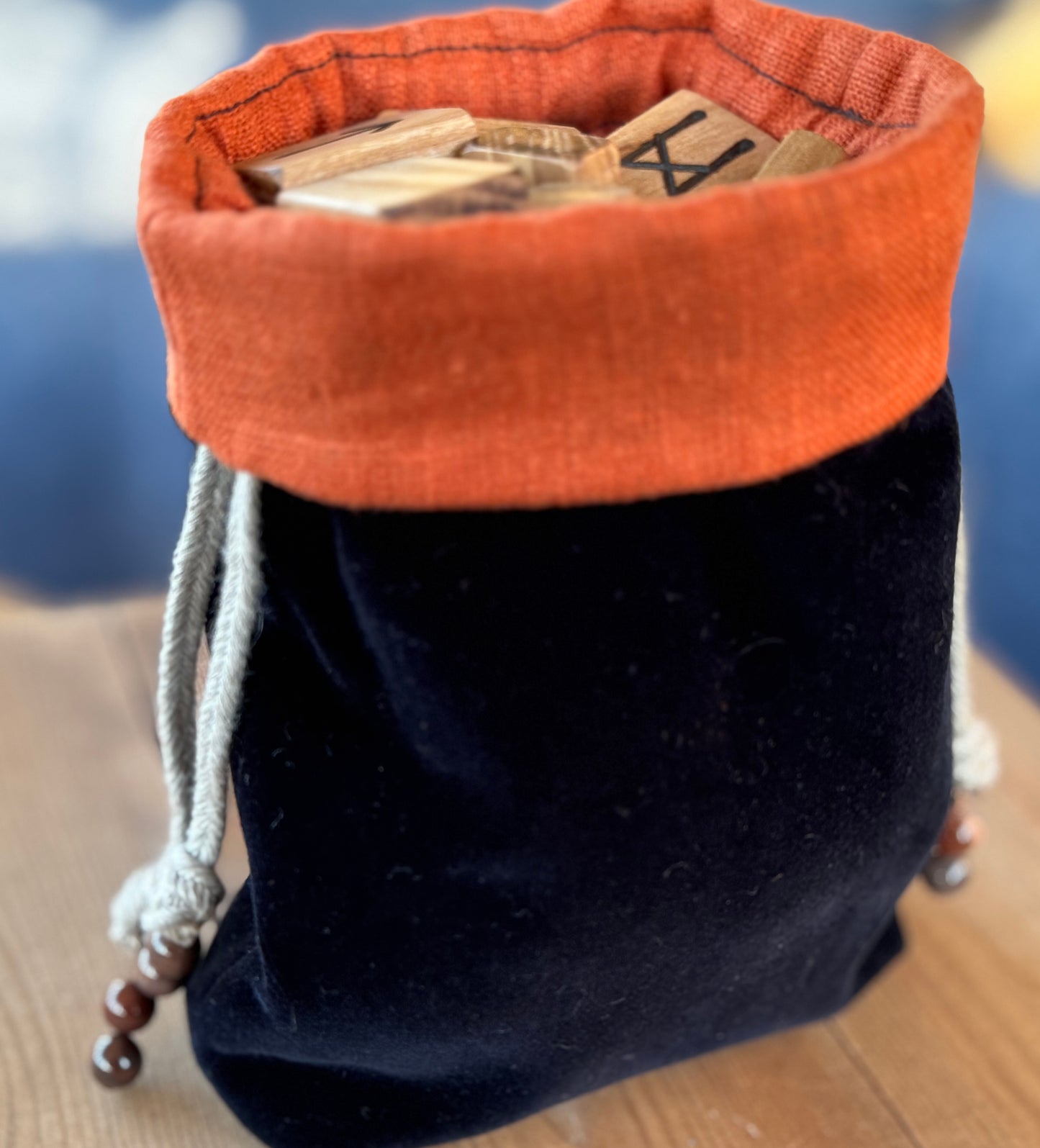 Handmade Ponto Velvet Rune Bag - Midnight