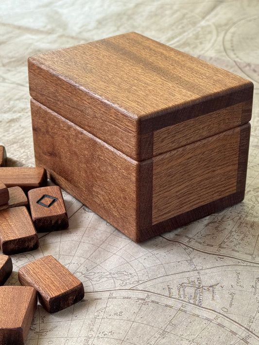 Handmade Mahogany Rune Box with Bog Oak Inlay