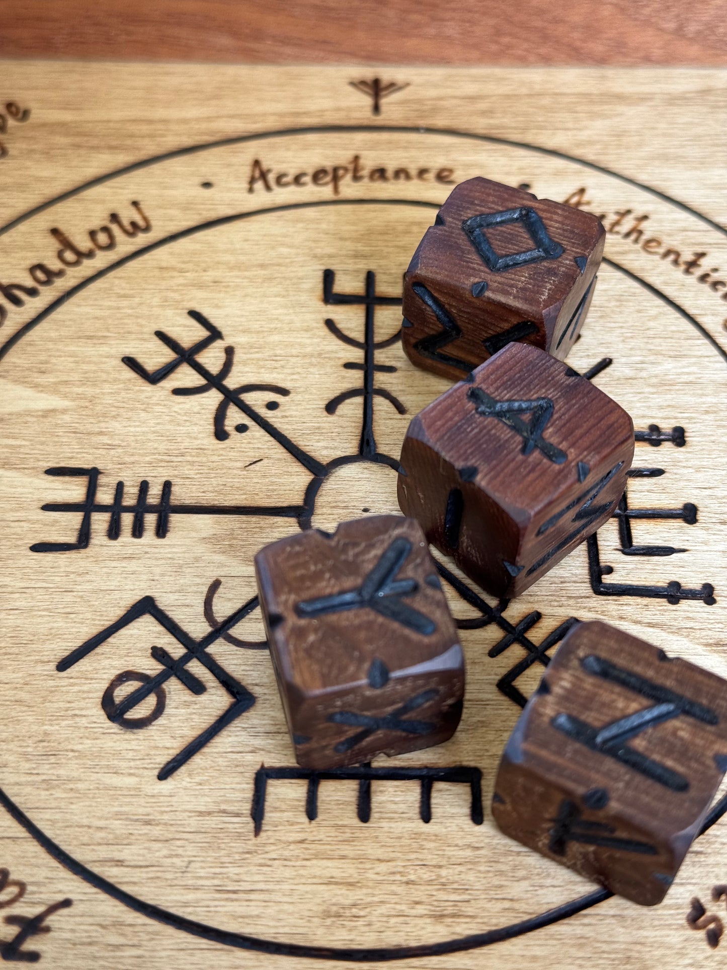 Handcrafted Rune Dice Casting Set - Bog Yew