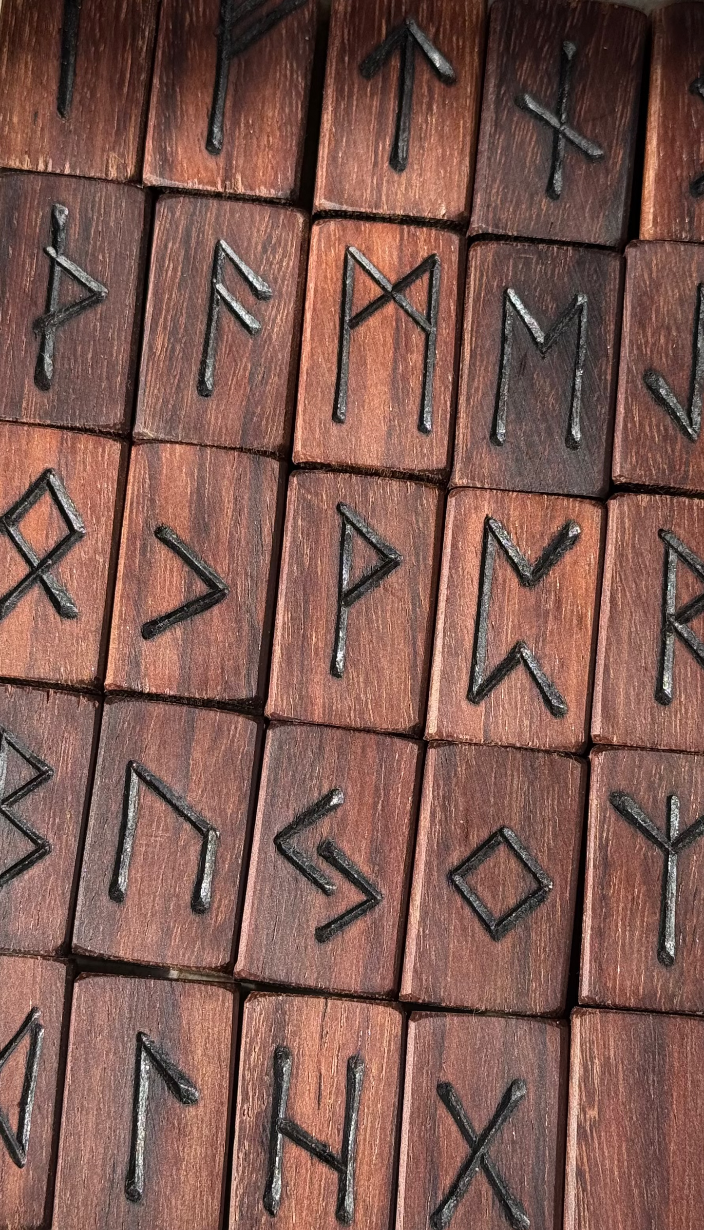Indian Rosewood Wooden Rune Tiles – Handcrafted 25-Rune Set