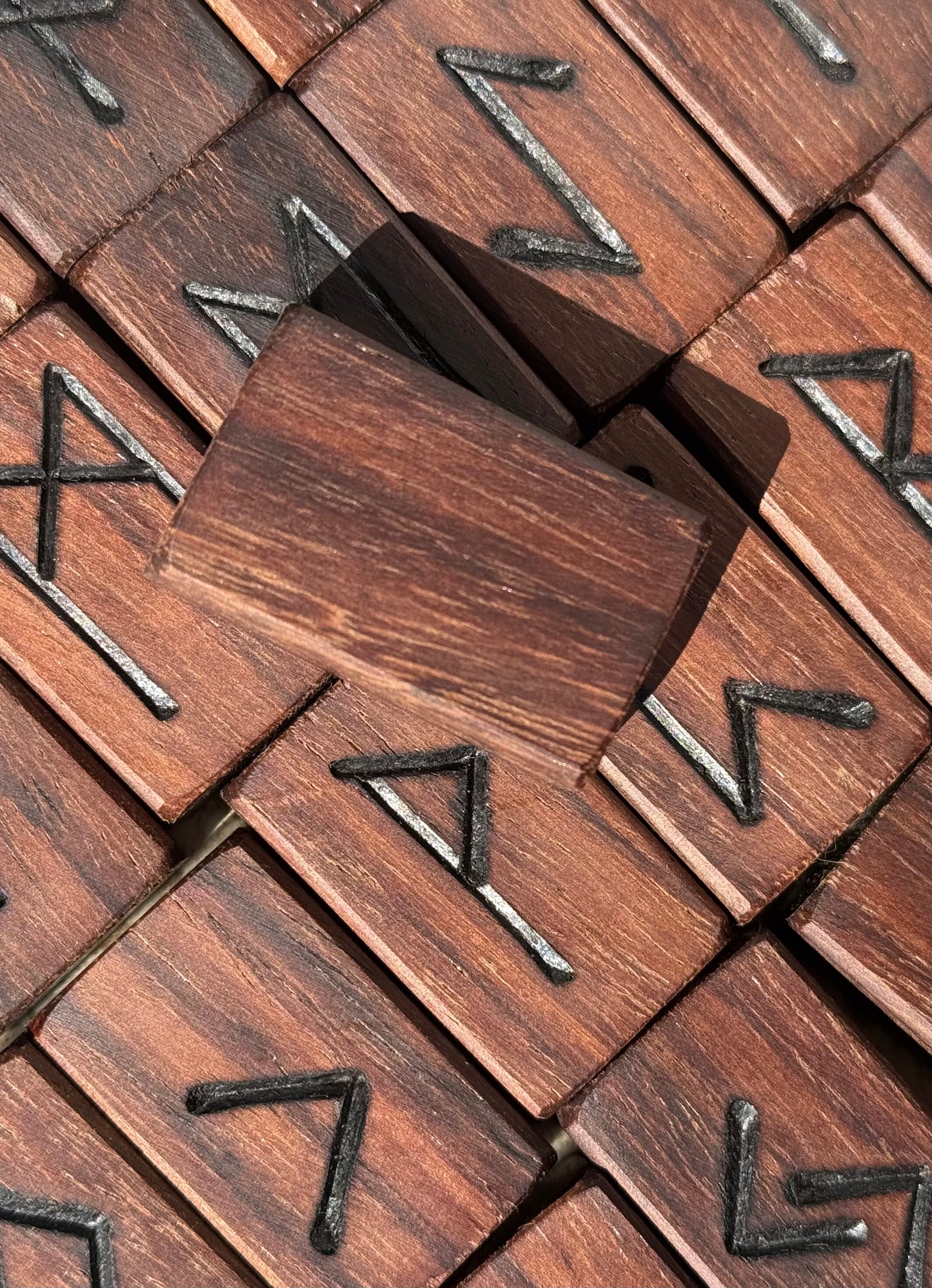 Indian Rosewood Wooden Rune Tiles – Handcrafted 25-Rune Set