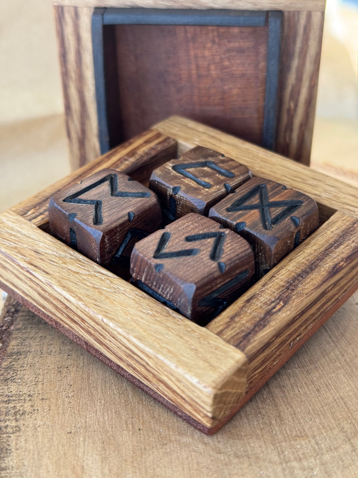 Handcrafted Rune Dice Casting Set - Bog Yew