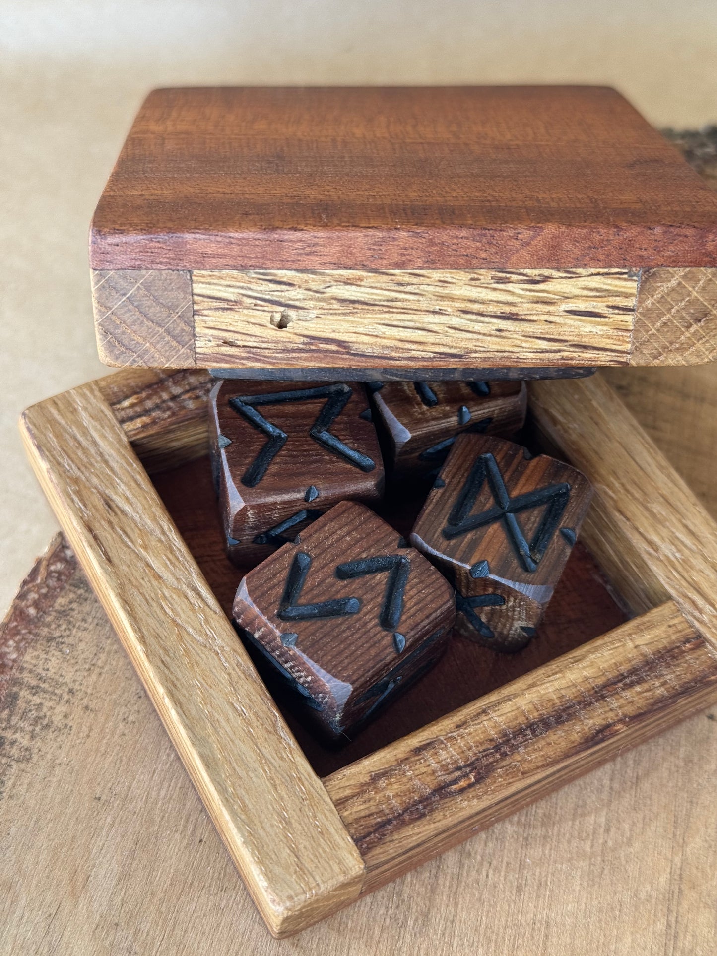 Handcrafted Rune Dice Casting Set - Bog Yew