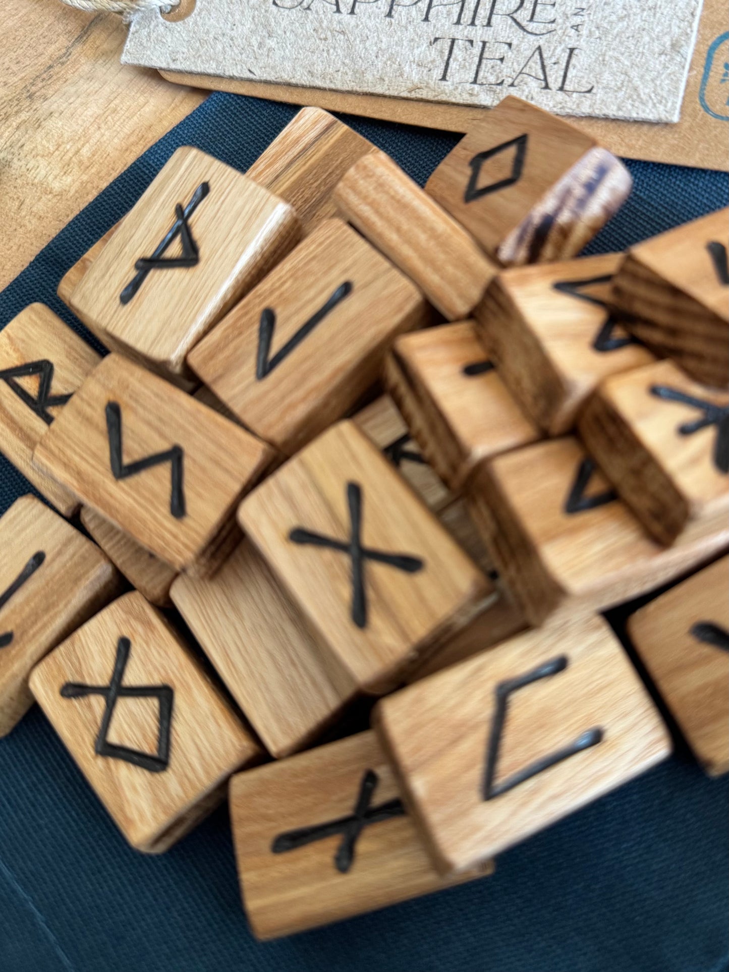 Ash Wood Rune Tiles – Handcrafted 25-Rune Set