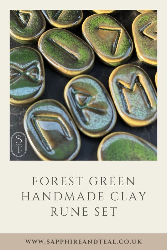 Handcrafted Clay Runes - FOREST GREEN